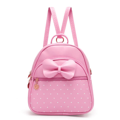 KL928 Girls Bowknot Polka Dot Cute Mini Backpack Small Daypacks Convertible Shoulder Bag Purse for Women