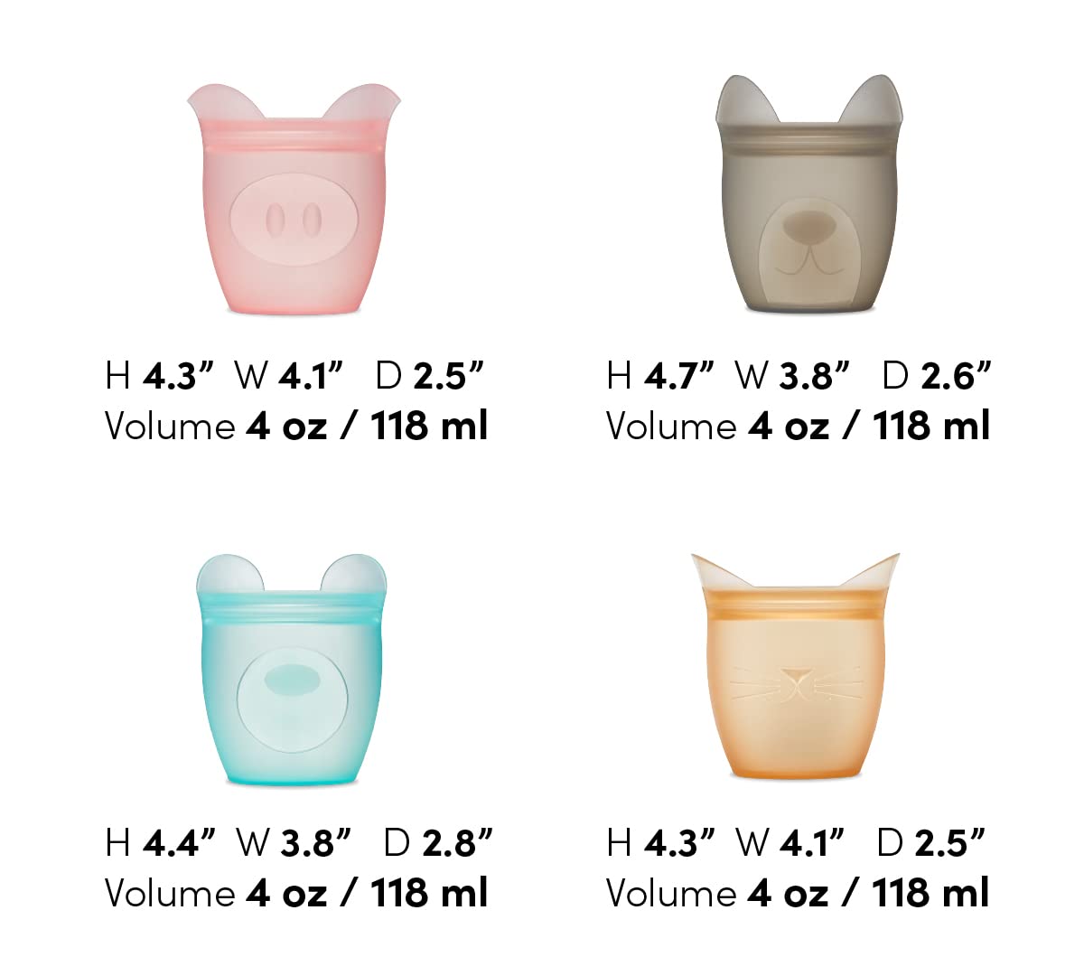Zip Top Reusable 100% Silicone Baby + Kid Snack Containers - The only containers that stand up, stay open and zip shut! No Lids! Made in the USA - Teal Bear