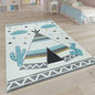 Kids Rug with Cute Animals on a Hot Air Balloon Ride in Pastel, Size: 2'8" x 4'11"