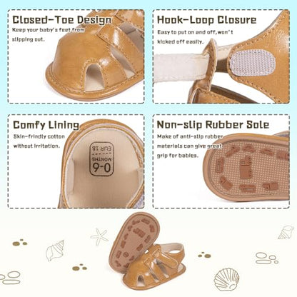 Meckior Baby Infant Boy Girl Sandals Newborn Non-Slip Soft Rubber Sole Sandals for Baby Boys Open-Toe Outdoor Casual Summer First Walkers Shoes