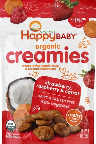 Happy Baby Organics Creamies Freeze-Dried Veggie & Fruit Snacks with Coconut Milk, Apple Spinach Pea & Kiwi