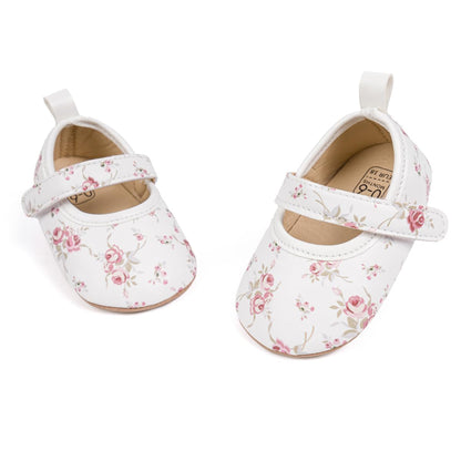 Meckior Infant Baby Girls Boys Handmade Princess Flats Toddler First Walkers Soft PU Leather Non-Slip Crib Wedding Dress Shoes