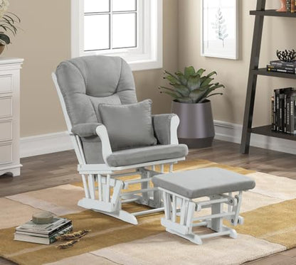 Angel Line Monterey Glider & Ottoman, Grey Finish - Grey Cushion