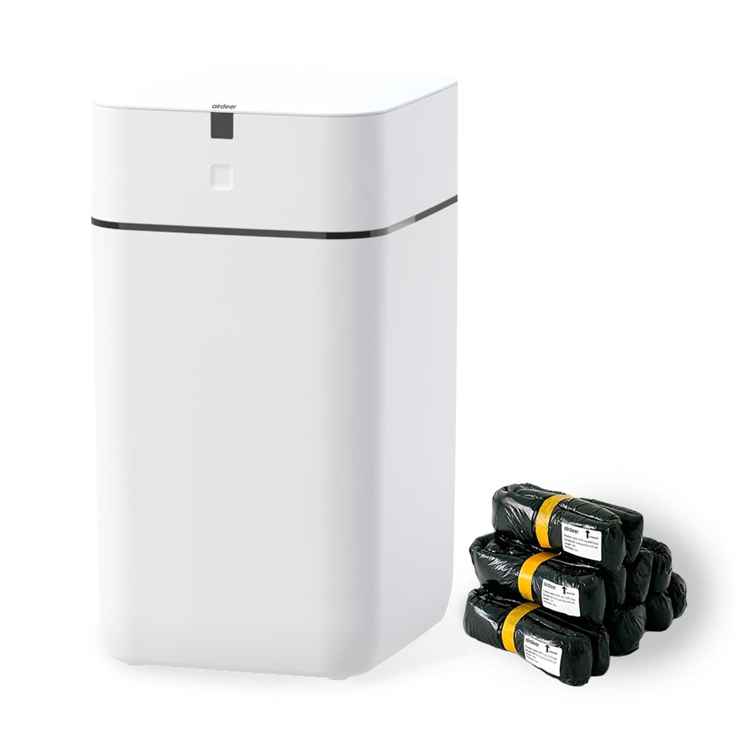 Automatic Trash Can, 4 Gallon Self Sealing and Self-Changing Smart Trash Can, Motion Sensor, Touchless Garbage can with lid for Kitchen Bathroom Office, 6 Refill Rings(A1, Golden line)