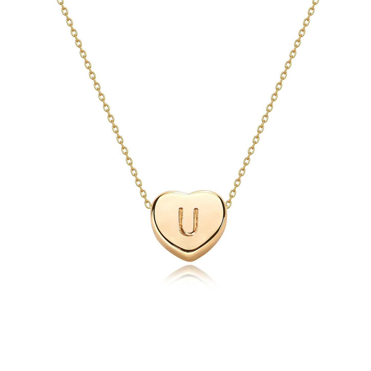 Tiny Gold Initial Heart Necklace-14K Gold Plated Handmade Dainty Letter Heart Necklace for Women Necklace Jewelry