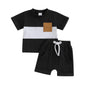 Infant Baby Boy Summer Clothes Outfit Color Block T-shirt Shorts Set Toddler Checkerboard Clothes 6 12 18 24 Months