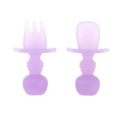 Bumkins Disney Baby Utensils Set, Chewtensils Silicone Spoons for Dipping, Self-Feeding, Baby Led Weaning, Trainer Learning, First Stage Eating, Soft Fork and Spoon, Babies 6 Months, Minnie Mouse