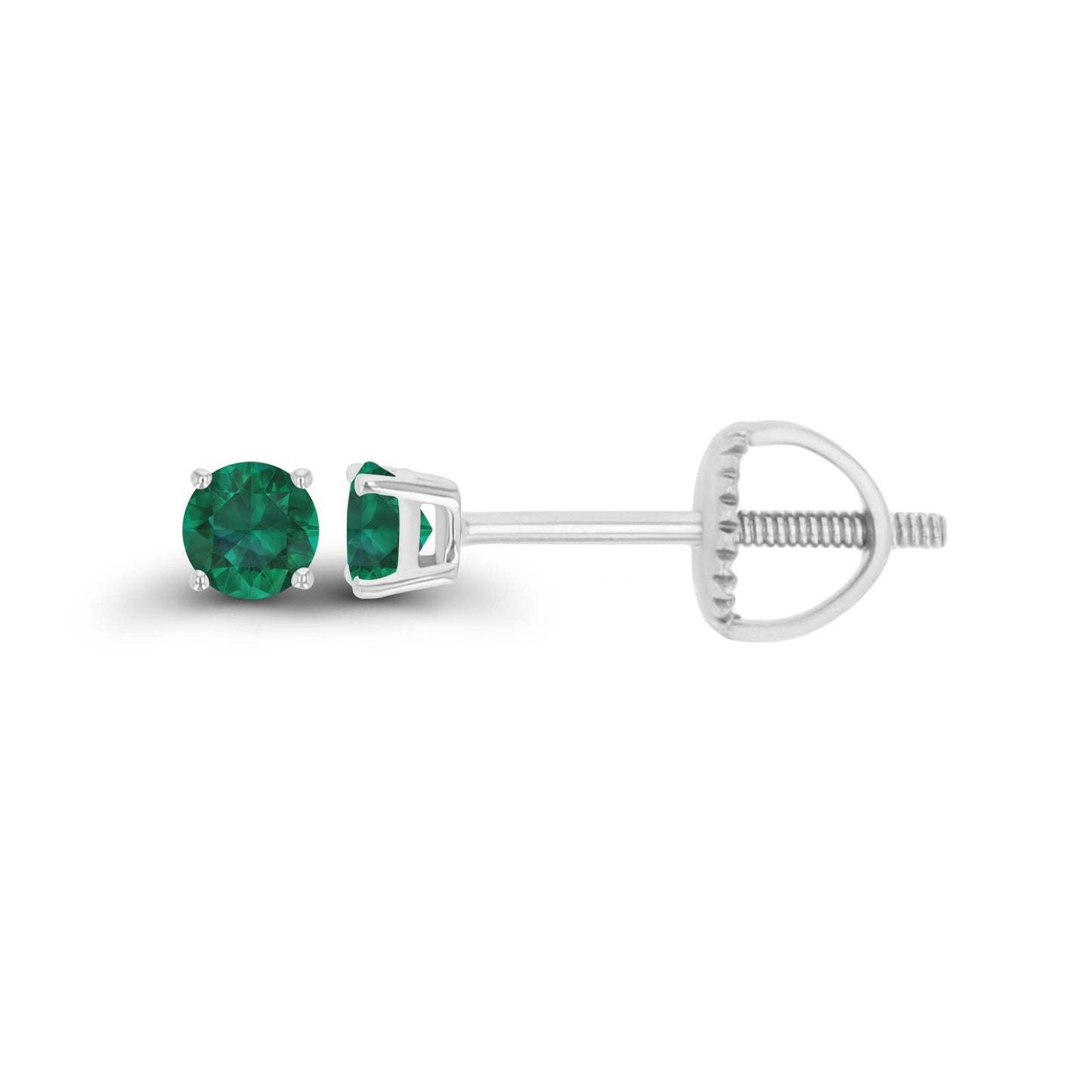 14K Gold Plated 925 Sterling Silver Hypoallergenic 3mm Round Genuine Birthstone Solitaire Screwback Stud Earrings
