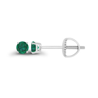14K Gold Plated 925 Sterling Silver Hypoallergenic 3mm Round Genuine Birthstone Solitaire Screwback Stud Earrings