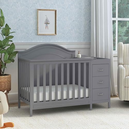 DaVinci Charlie 4-in-1 Convertible Mini Crib and Changer Combo in White, Greenguard Gold Certified
