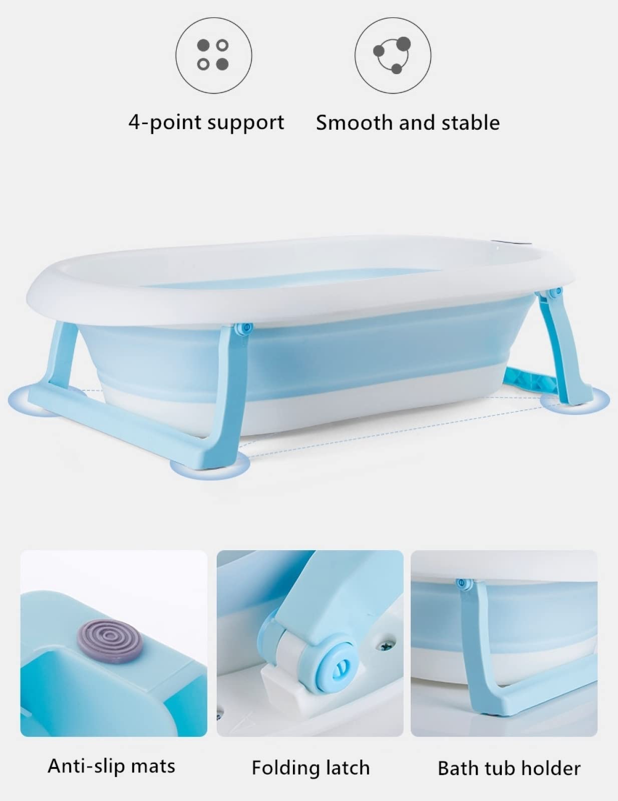 Foldable Baby Bath Tub,Newborn Baby Tub with Soft Bath Mat and Real Time Water Temperature Display(Pink Bath Tub + Bath Mat)