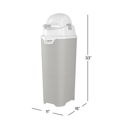 Foundations Tall Diaper Pail with Airtight Lid - Durable & Odorless Diaper Disposal, Large Capacity, Holds up to 60 Newborn Diapers, Refill with Any Bags - Gray