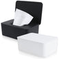 Wet Wipes Storage Box, 2 Pack Wipes Dispenser Holder Tissue Storage Boxes Case with Lid Diaper Wipes Dispenser Box Dustproof Napkin Container with Sealing Design (Black)