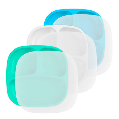 Re-Play Toddler Plates with Dividers - Deep-Walled 3 Compartments Divided Plates for Kids - Dishwasher & Microwave Safe - Made in USA - Set of 3-7.37" x 7.37" x 1.25" - Princess