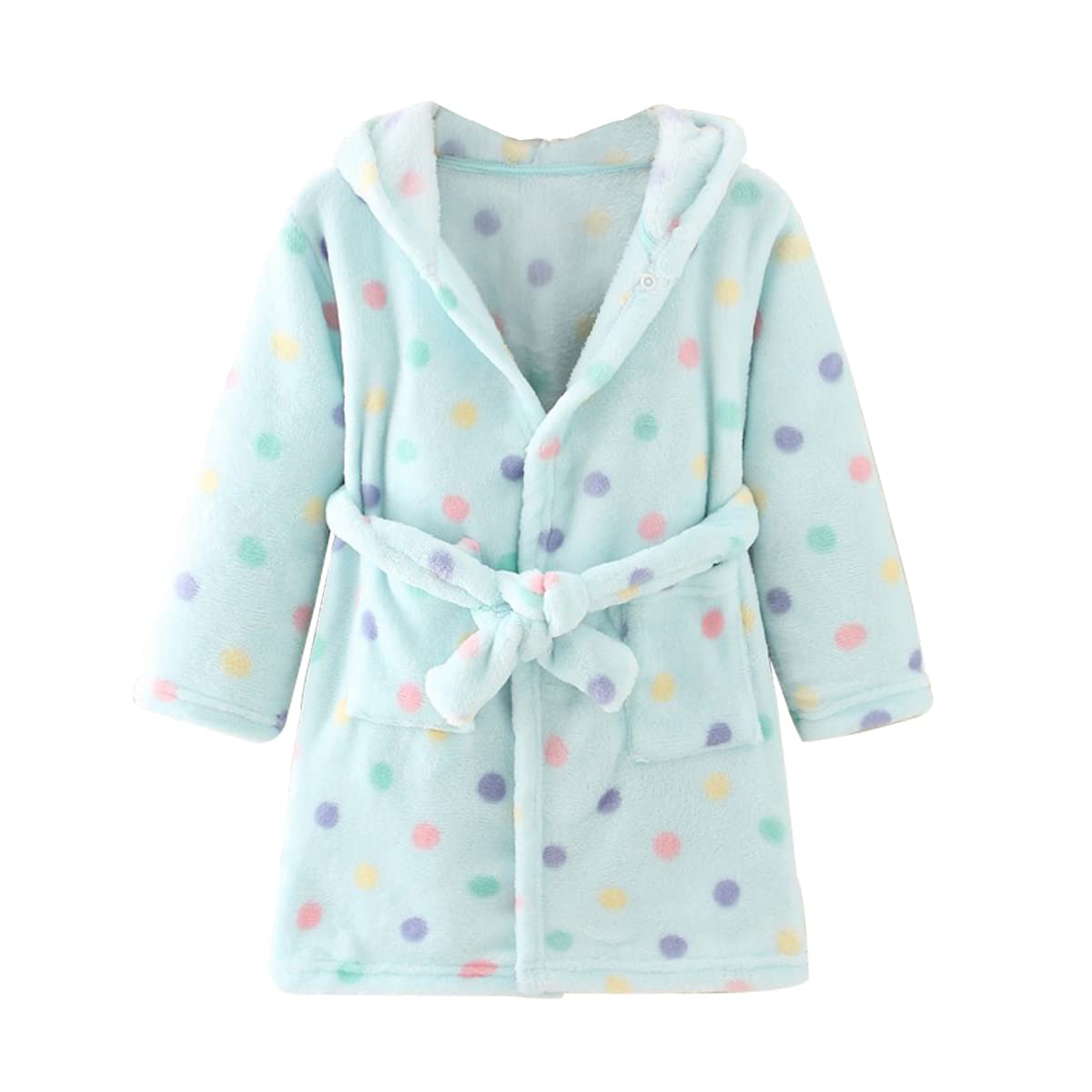 Unisex Baby Hooded Bathrobe Kids Flannel Pajamas Dressing Gown for Boys Girls