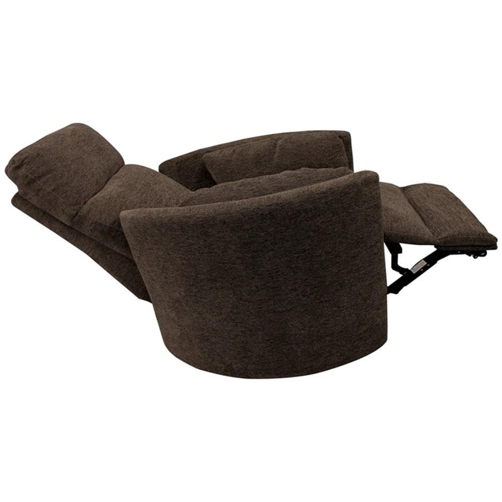 Pemberly Row Contemporary Fabric Swivel Glider Recliner in Ivory