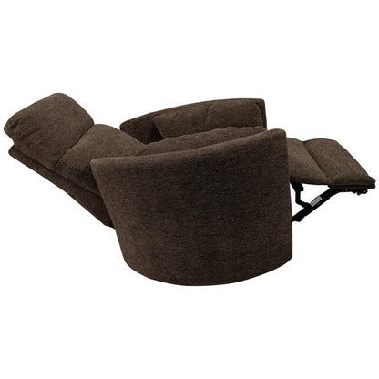 Pemberly Row Contemporary Fabric Swivel Glider Recliner in Ivory