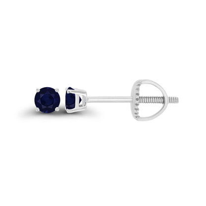 14K Gold Plated 925 Sterling Silver Hypoallergenic 3mm Round Genuine Birthstone Solitaire Screwback Stud Earrings