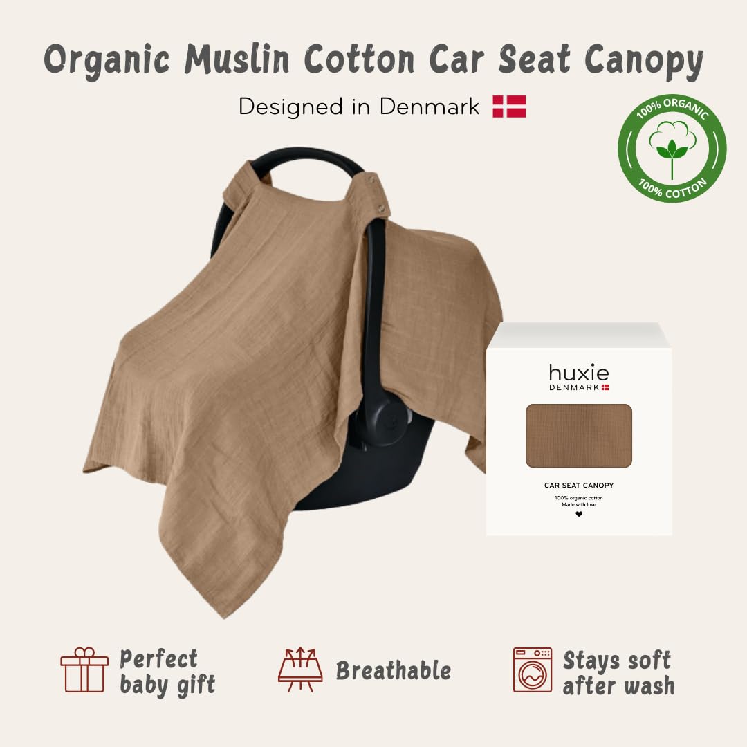 Car Seat Cover Baby - Organic Cotton - Carseat Covers Baby - Carseat Cover - Car Seat Canopy - Carseat Canopy - 100% Muslin Cotton, 43" x 32" (Soft Grey)