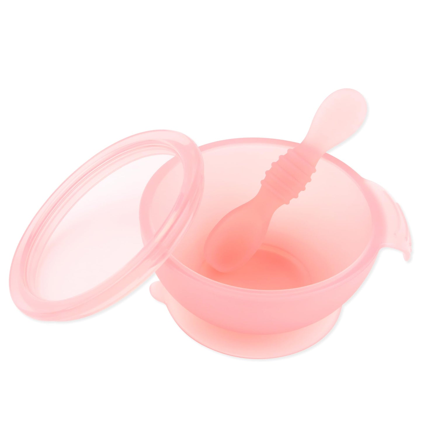 Bumkins Baby Bowls, Disney Minnie Mouse Silicone Baby Feeding Set, Suction Bowls for Baby and Toddler with Spoon, First Feeding Set, Platinum Silicone Bowl for Babies 4 Months