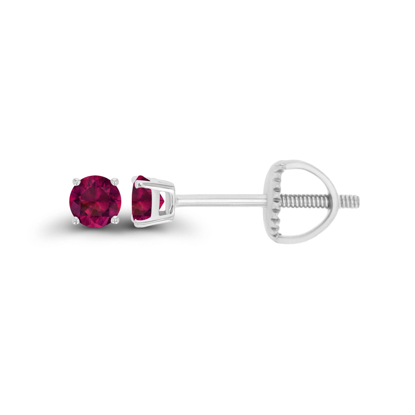 14K Gold Plated 925 Sterling Silver Hypoallergenic 3mm Round Genuine Birthstone Solitaire Screwback Stud Earrings