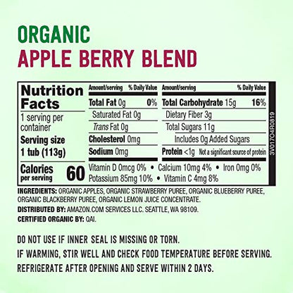 Amazon Brand - Mama Bear Organic Baby Food, Fruit Variety Pack, Apples, Apple Berry Blend, Bananas, Pears, vegetarian, 4 ounce (Pack of 12)