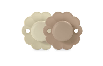 Suavinex Wonder Baby Pacifier, SX Pro Silicone Nipple, Reversible, Non Irritating Shield Design, 2 Pk Pacifiers 0-6 Months, Made in Europe, Mauve/Chalk