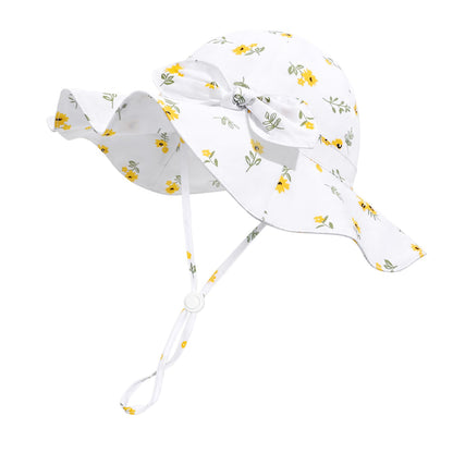 Baby Girl Sun Hat with UPF 50+ Outdoor Adjustable Beach Hat with Wide Brim Bucket Hats
