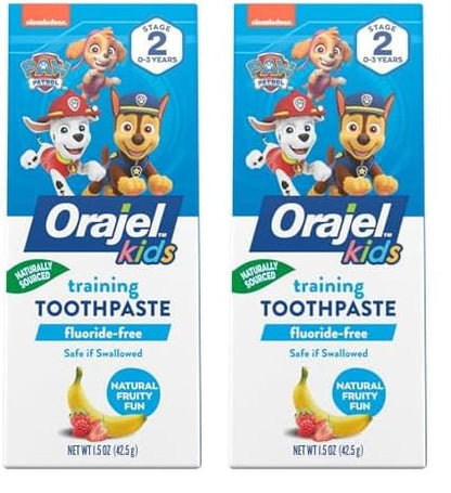 Orajel Kids Paw Patrol Fluoride-Free Training Toothpaste, Natural Fruity Fun Flavor, #1 Pediatrician Recommended , 1.5oz Tube