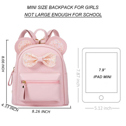 Cutest Toddler Polkadot Bow Mouse Ears Bag Mini Clear Fashion Shoulder Backpack for Teen Toddler Little Girls (clear)
