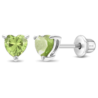 925 Sterling Silver Girls CZ Heart Hypoallergenic Safety Screw Back Earrings - Adorable 5mm Heart Earrings for Young Girls - Great Jewelry for Everyday Wear for Toddlers to Teens