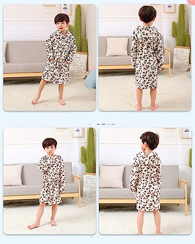 Unisex Baby Hooded Bathrobe Kids Flannel Pajamas Dressing Gown for Boys Girls
