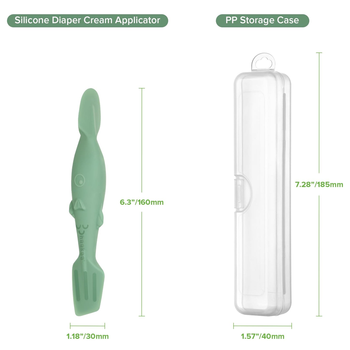 haakaa Baby Diaper Cream Spatula, NoMess Dual-Ended Silicone Diaper Rash Cream Applicator with Hygienic Case, Butt Spatula for Baby