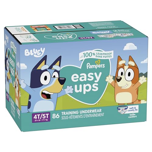 Pampers Training Pants - Easy Ups Boys & Girls Bluey - Size 4T-5T, 104 Count, Children's Potty Underwear (Packaging May Vary)