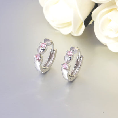 CiNily 14K White Gold Plated Small Hoop Earrings for Women Girls Heart Cubic Zirconia Hypoallergenic Earrings
