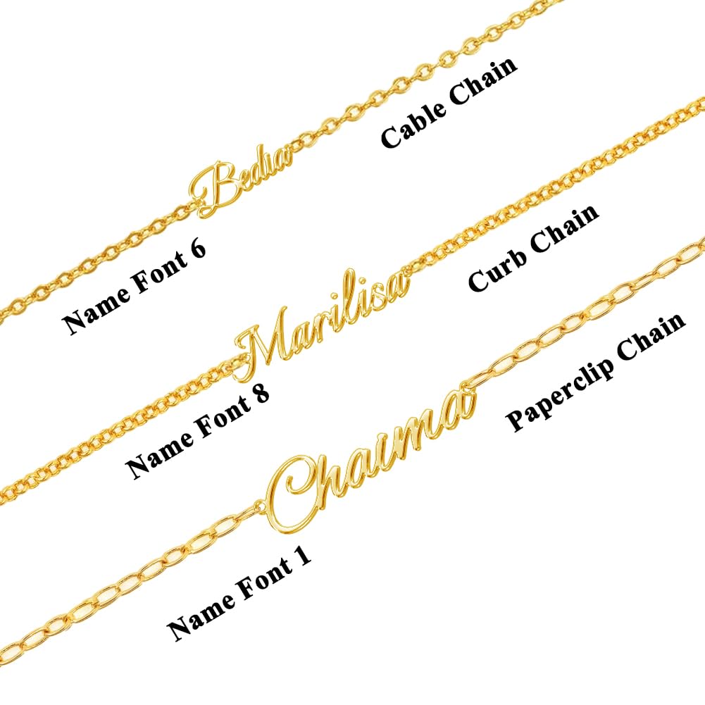 Custom Bracelet with Name 18K Gold Plated Personalized Name Ankle Bracelet Adjustable, Customized Beach Jewelry Gifts for Women Girlfriend