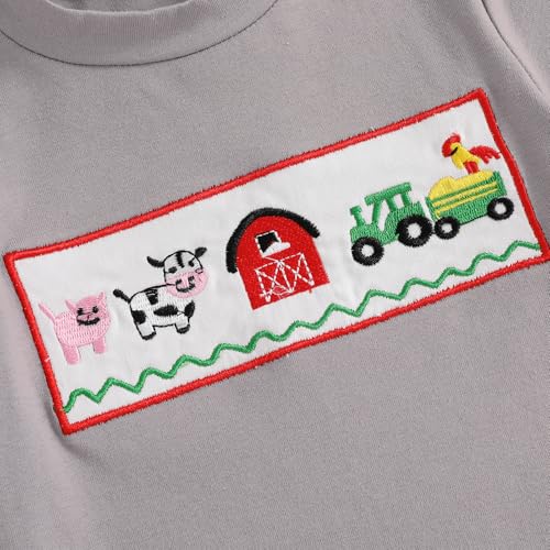 fhutpw Baby Toddler Boy Summer Clothes Embroidery Pattern Short Sleeve Tops & Casual Shorts 6 12 18 Months Outfits Sets