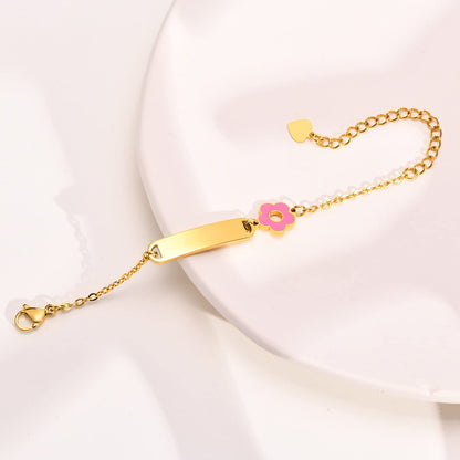 Personalized Baby Bar Bracelet : 18K Gold Plated Custom Name ID Plate Bracelet for Children Toddler from Mom, Engraved Kid Name for Daughter Son, New Born Birthday Gift,Adjustable,Nickel free