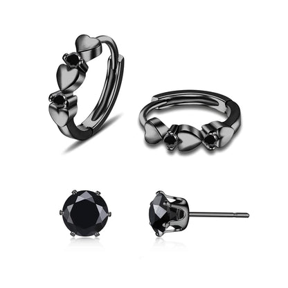 CiNily 14K White Gold Plated Small Hoop Earrings for Women Girls Heart Cubic Zirconia Hypoallergenic Earrings