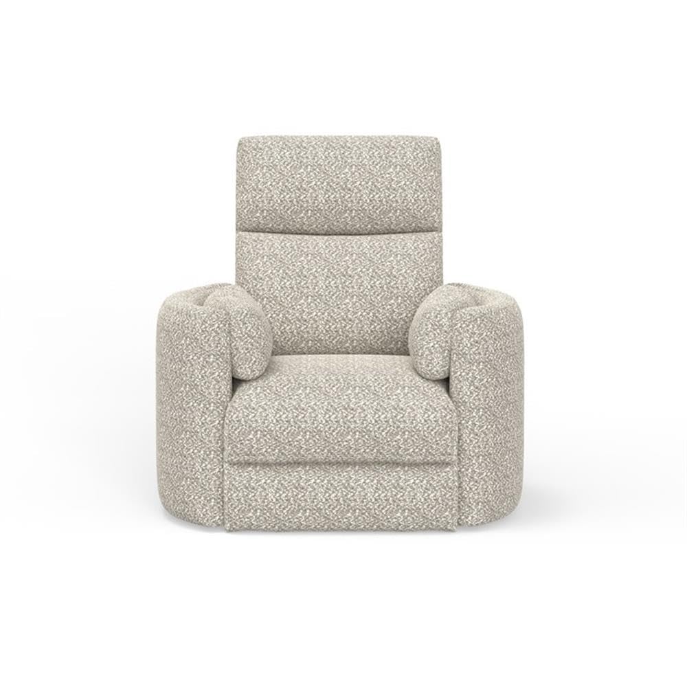 Pemberly Row Contemporary Fabric Swivel Glider Recliner in Ivory
