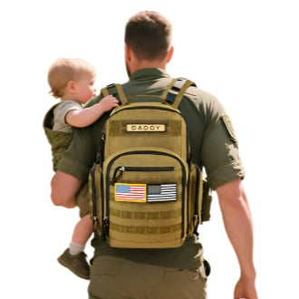 MIRACOL Military Diaper Bag for Dad - Large Diaper Backpack with 12+ Compartments - Insulated Bottle Pockets Quick-Access Wipe Dispenser for Travel Hiking Camping Tan