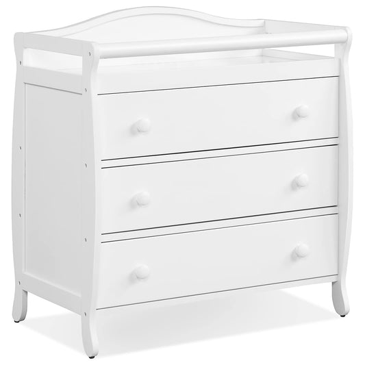 Costzon 3-Drawer Changing Table, Infant Diaper Changing Station with Drawers, Safety Rails & Strap, Baby Changing Table Dresser for Nursery, Easy Assembly (Brown)