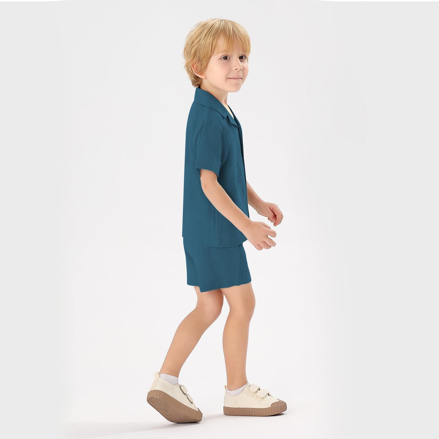 XMWEALTHY Toddler Baby Boy Summer Clothes Color Block Short Sleeve Button-down Shirt Tops + Cotton Pants Outfit Set