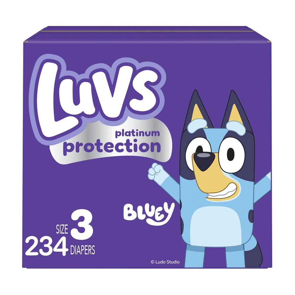 Luvs Size 1 Baby Diapers, Platinum Protection Bluey Diapers for Day & Night, Size 1, 294 Count (Packaging May Vary)