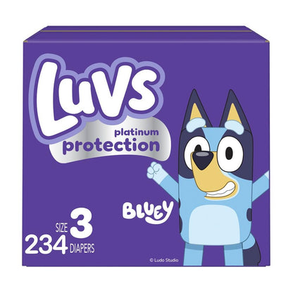 Luvs Size 1 Baby Diapers, Platinum Protection Bluey Diapers for Day & Night, Size 1, 294 Count (Packaging May Vary)