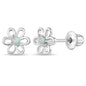 925 Sterling Silver CZ Flower Earrings - Hypoallergenic Screw Back Earrings for Girls & Toddlers - Lightweight, 7mm Flower Design