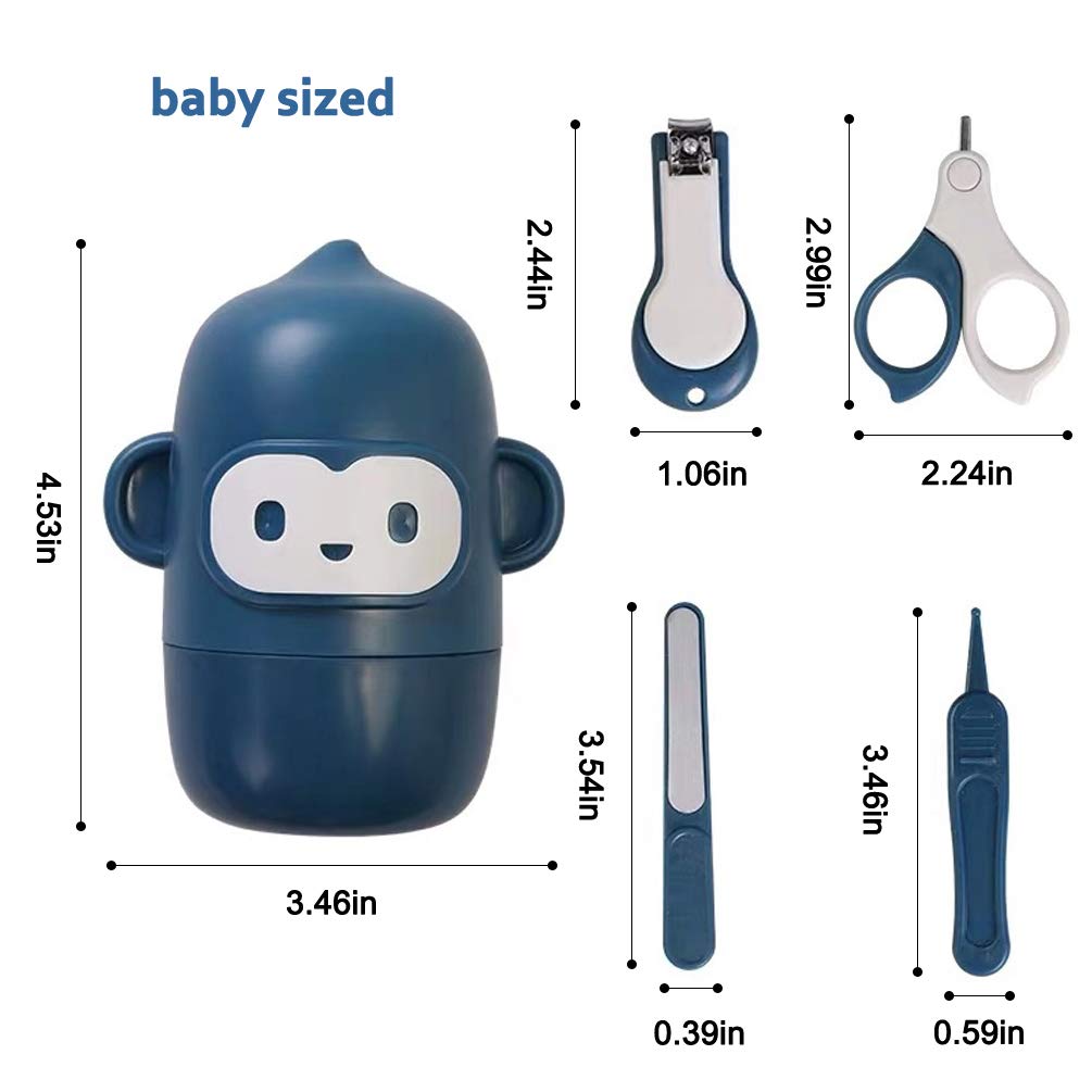 Socub Baby Nail Kit, Baby Nail Clipper, Scissor, Nail File, Tweezer, 4-in-1 Baby Grooming Kit Set for Newborn, Infant, Toddler, Blue