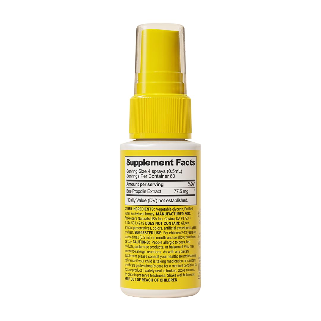 Kids Propolis Throat Spray - Natural Immune Support & Sore Throat Relief - by BEEKEEPER'S NATURALS - Has Antioxidants & Gluten-Free (1.06 oz) Pack of 1 (Kids)