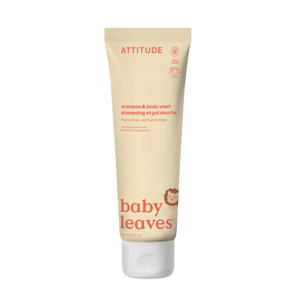 ATTITUDE 2-in-1 Shampoo and Body Wash for Baby, Fragrance-Free EWG Hypoallergenic Plant- and Mineral-Based Ingredients, Vegan and Cruelty-Free, Unscented, 16 Fl Oz