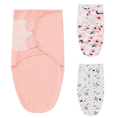 Baby Swaddle Sleep Sack with Hat Set for 0-3 months 3-Pack Soft Cotton Newborn Wearable Swaddle Wrap for Girls Boys